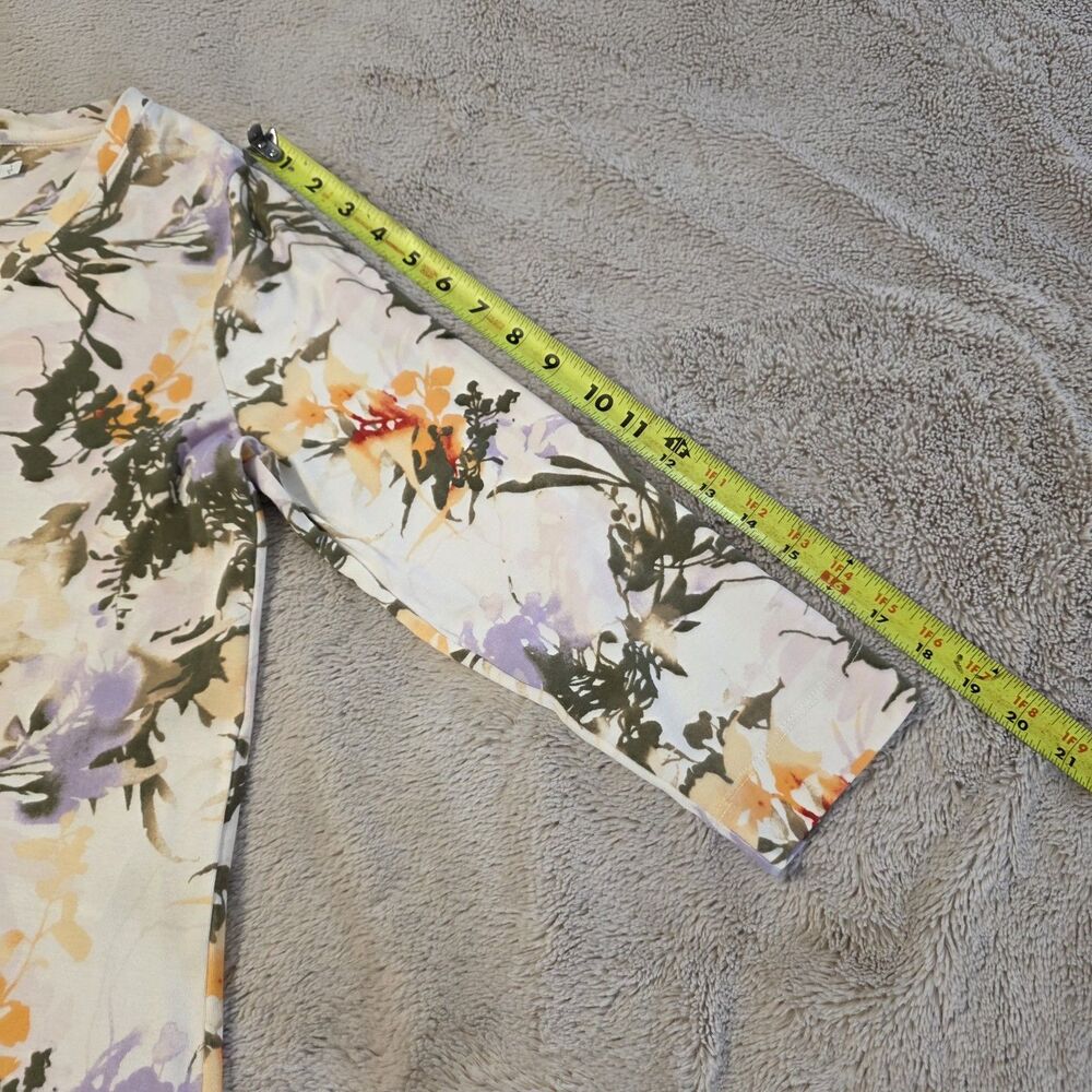 Chicos Watercolor Floral Womens V-Neck Top Blouse Size 1 US 8 Medium Pima Cotton - Picture 4 of 6
